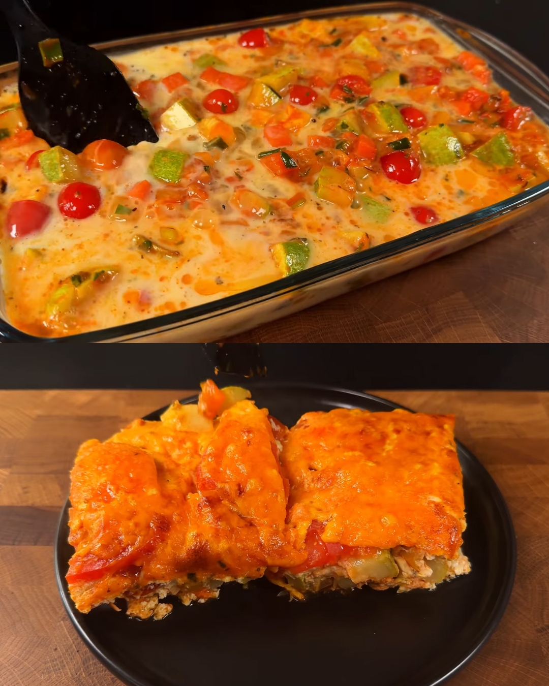 Zucchini & Cheddar Vegetable Bake with Creamy Mustard Drizzle