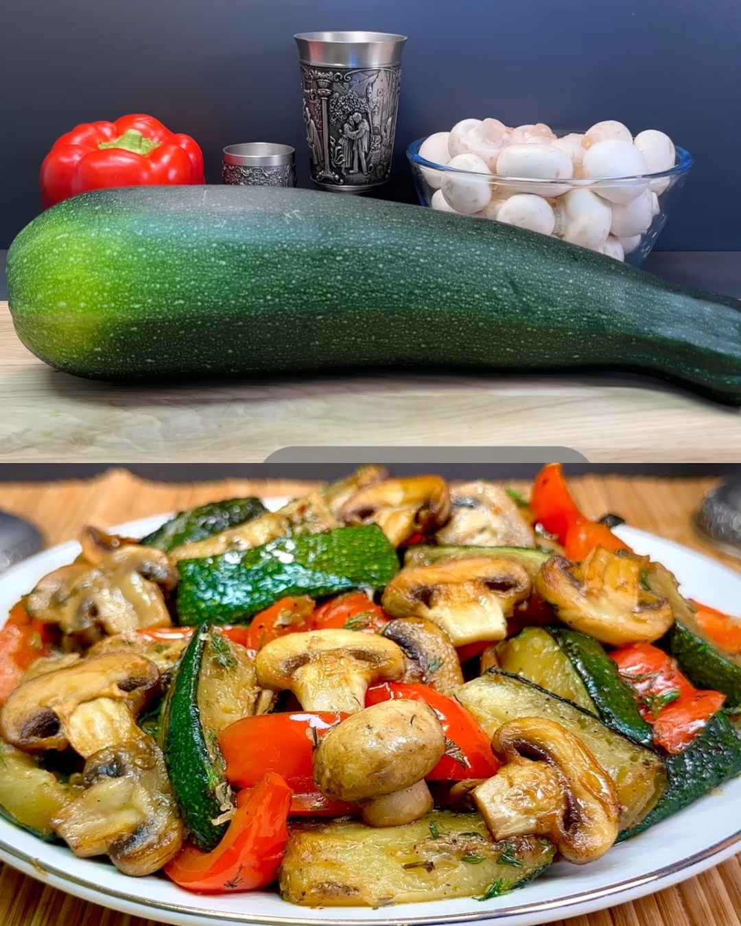 Creamy Zucchini and Mushroom Stir-Fry with Parmesan and Dill
