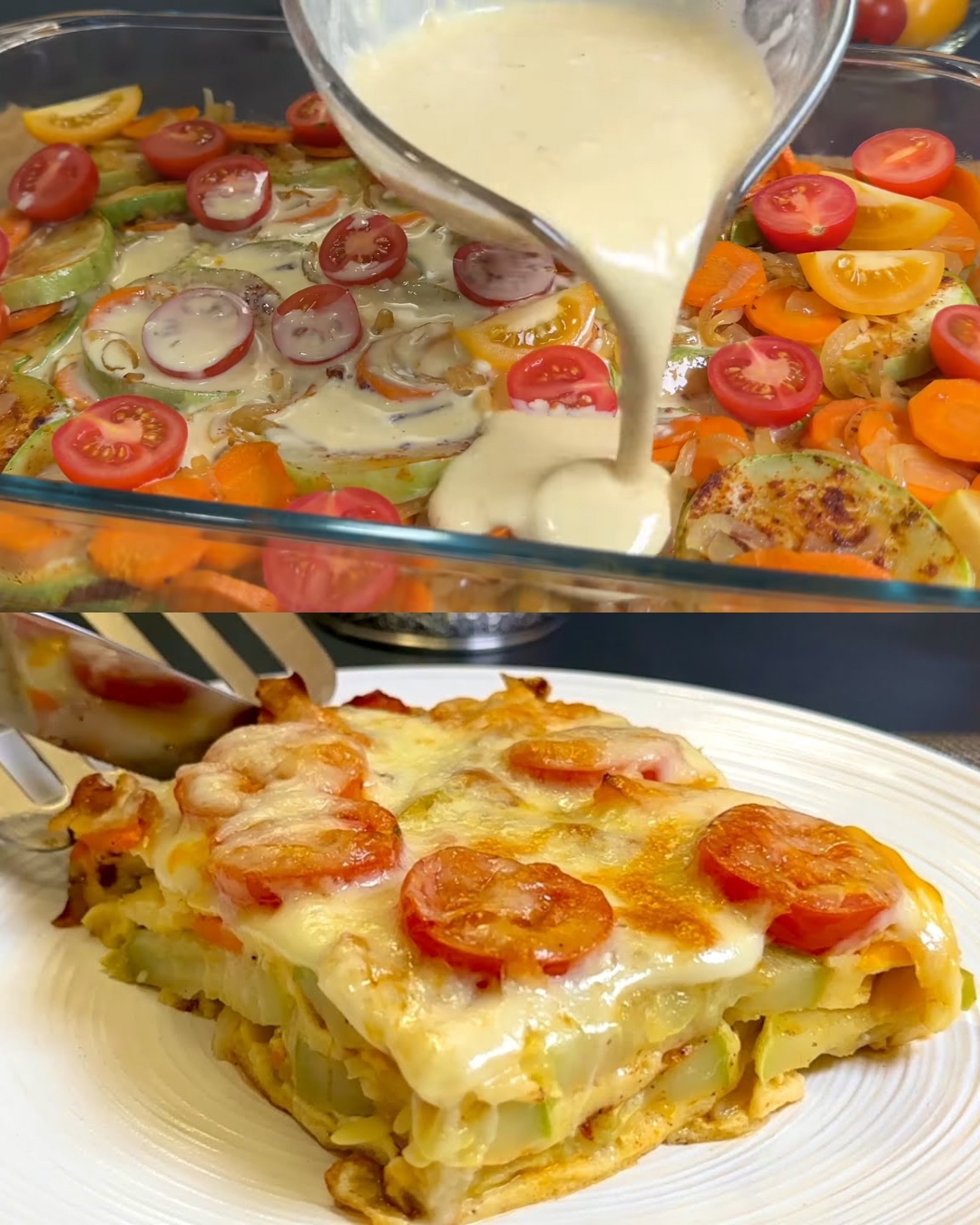 Baked Zucchini and Vegetable Egg Casserole with Mozzarella
