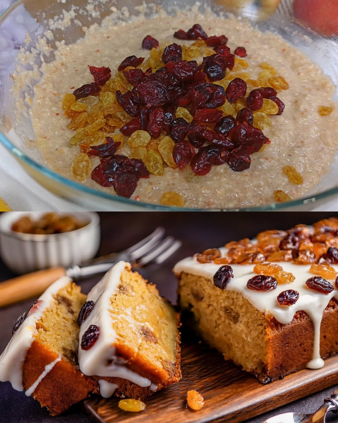Baked Oatmeal Apple Cake with Banana, Raisins & Nuts