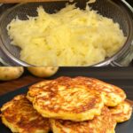 Savoury Parmesan Potato Pancakes with Spicy Yogurt Dip