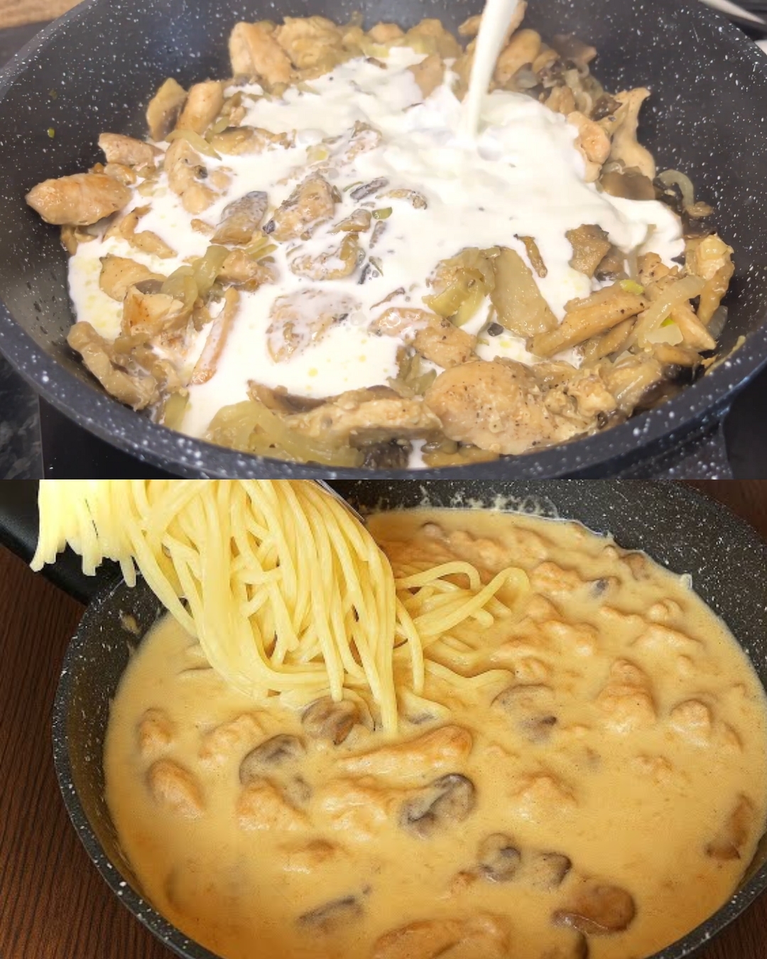 Creamy Chicken and Mushroom Spaghetti