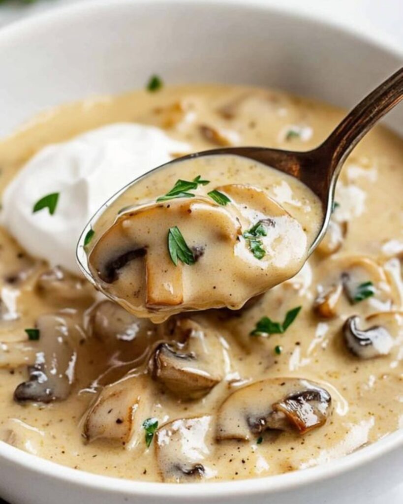 Creamy Mushroom Soup finished dish
