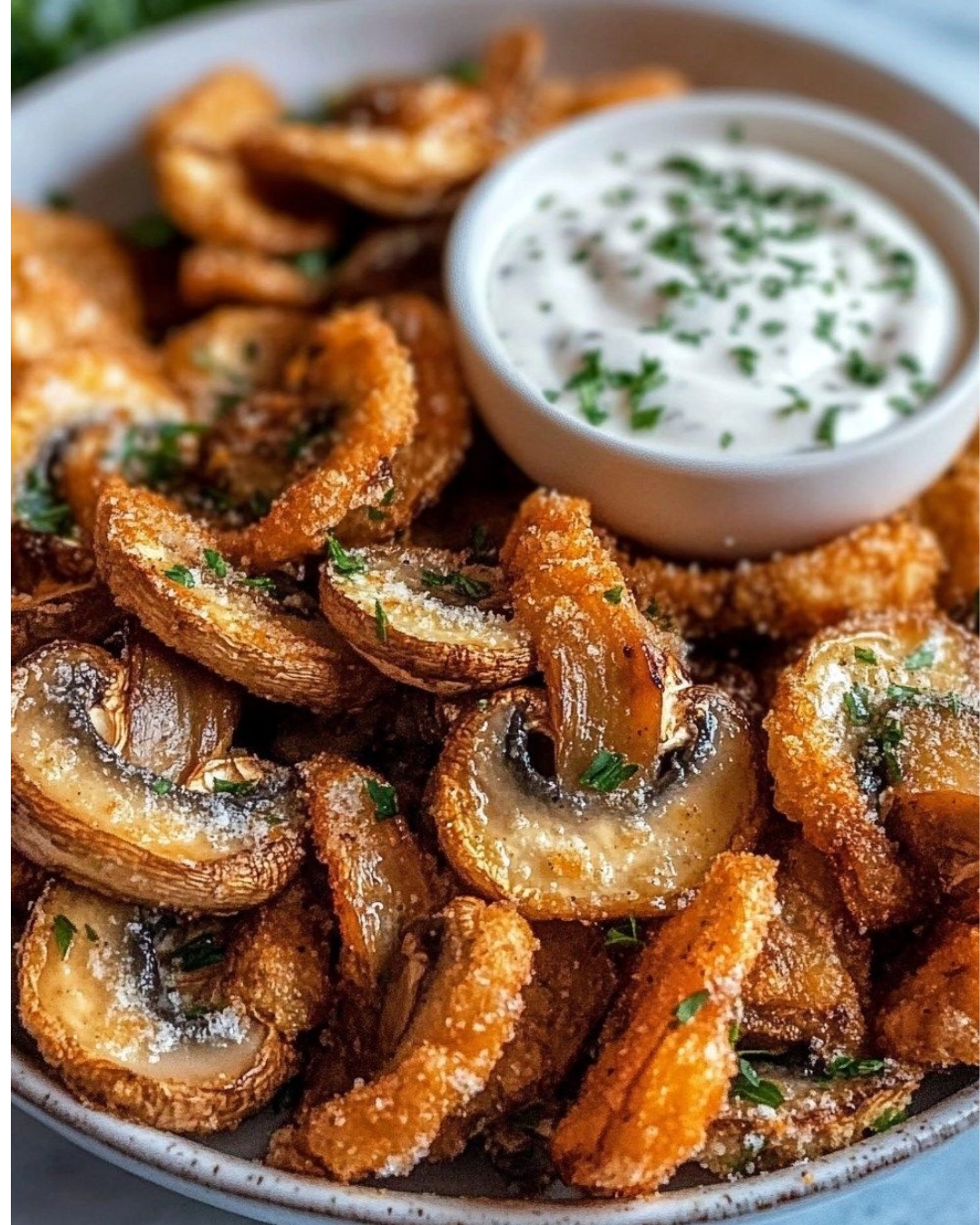 Fried Sliced Mushrooms with Ranch