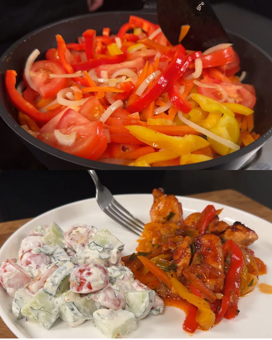 Baked Chicken Fillets with Rich Vegetable Sauce and Fresh Side Salad