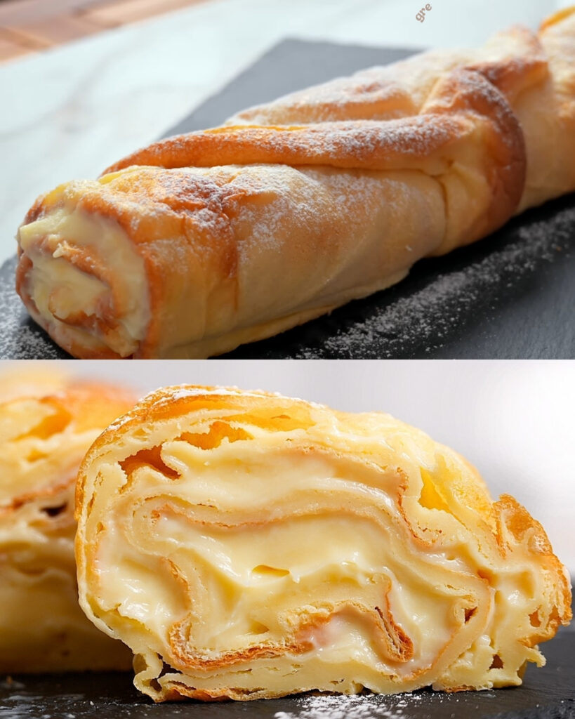 Milk Crepes with Custard Cream Filling finished dish