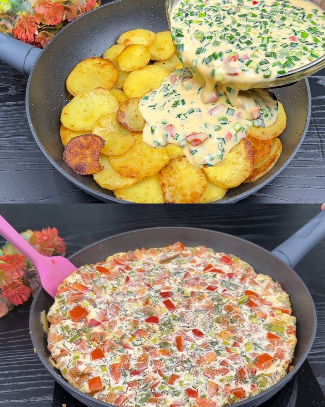 Cheesy Potato and Egg Veggie Skillet