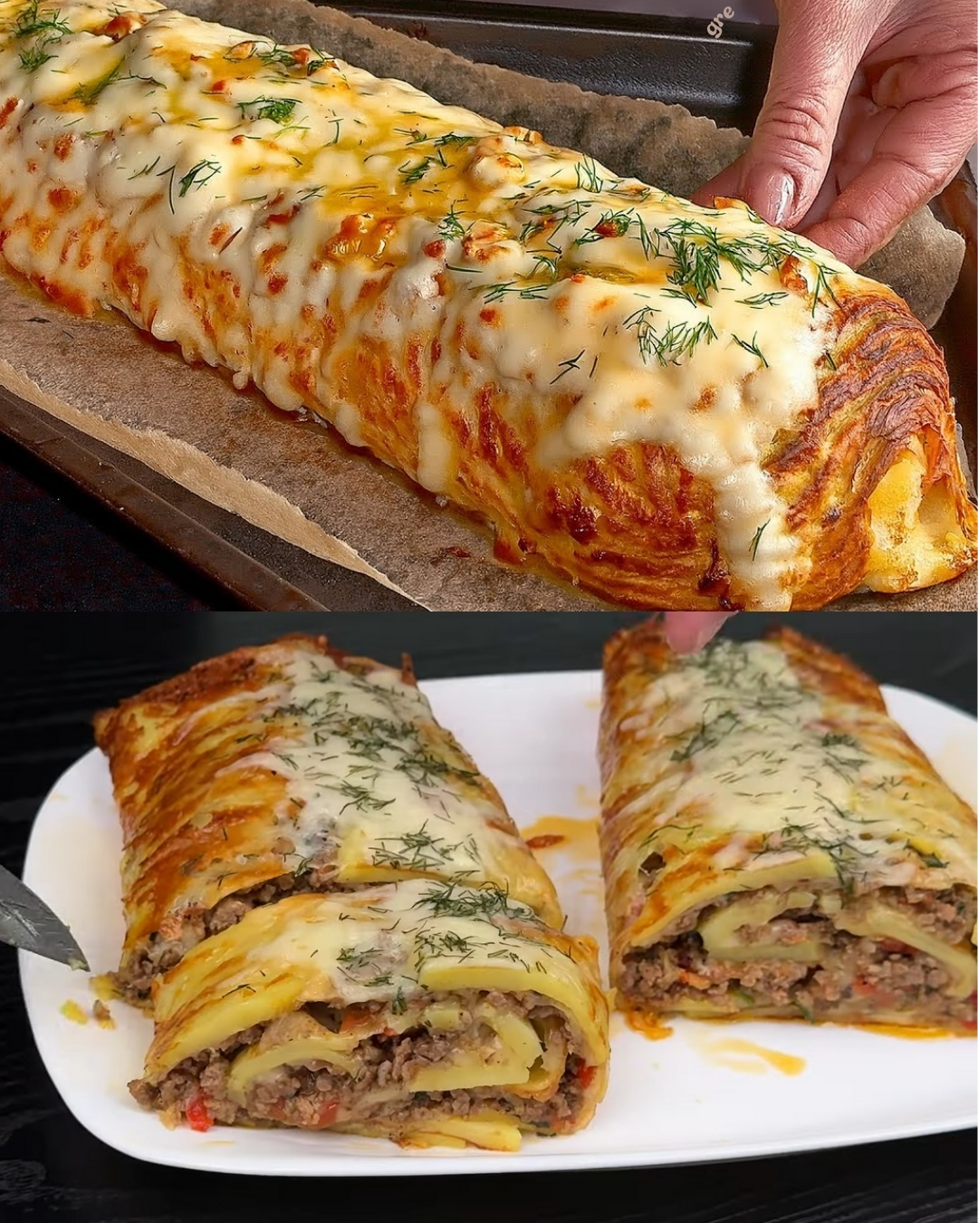 Cheesy Potato and Ground Meat Bake with Vegetables