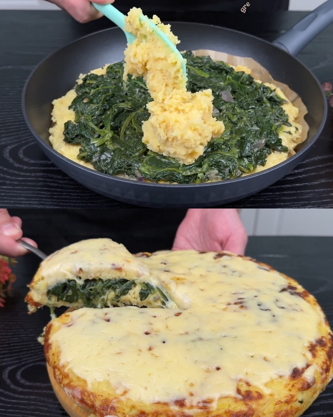 Spinach and Cheese Stuffed Potato Patties