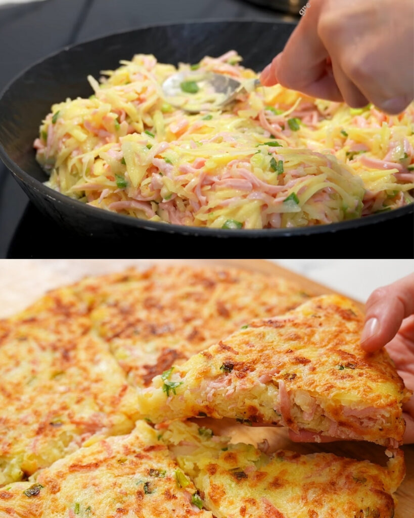 Crispy Potato and Sausage Skillet Cake finished dish