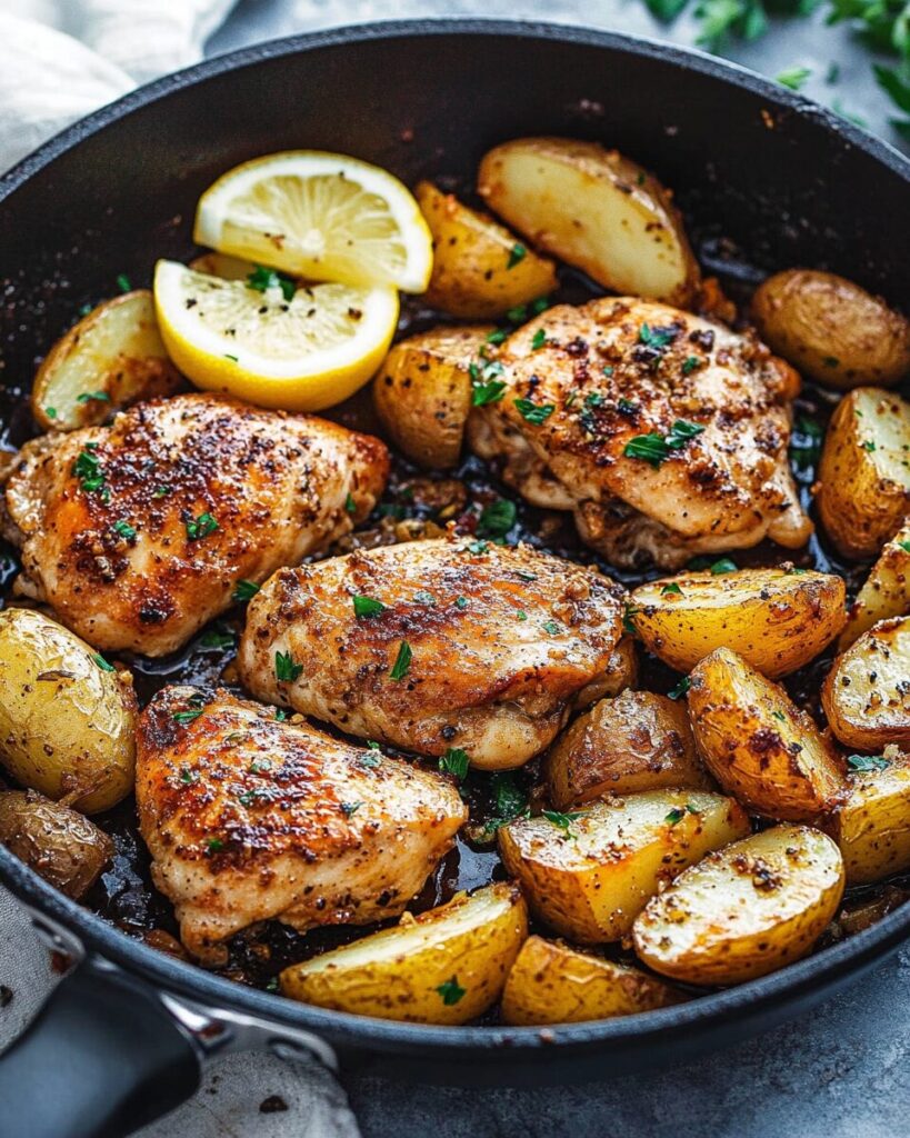 Garlic Butter Chicken and Potatoes Skillet