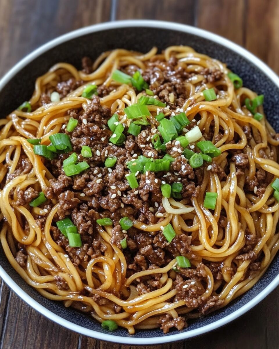 Mongolian Ground Beef Noodles