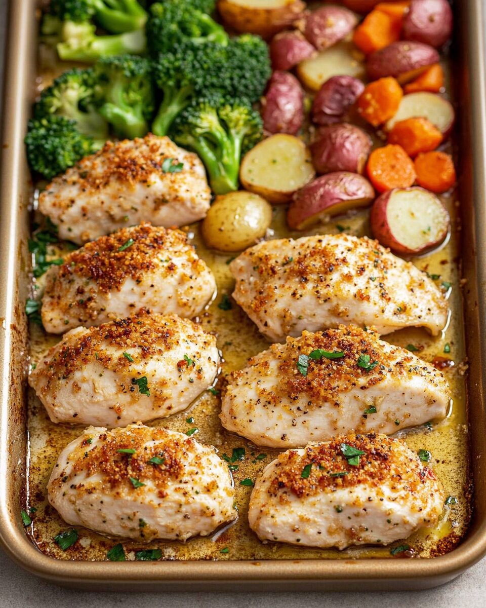 Parmesan Crusted Chicken Sheet Pan Dinner