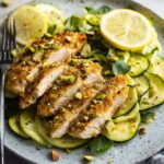 Crispy Pistachio Chicken with Zucchini Ribbon Salad