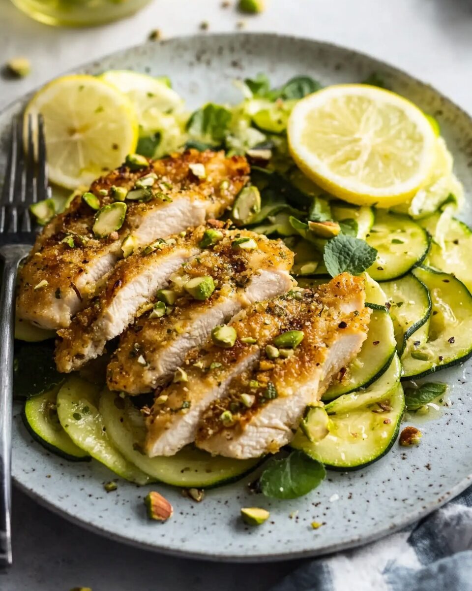 Crispy Pistachio Chicken with Zucchini Ribbon Salad