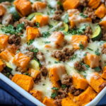 Healthy Ground Turkey Sweet Potato Bake