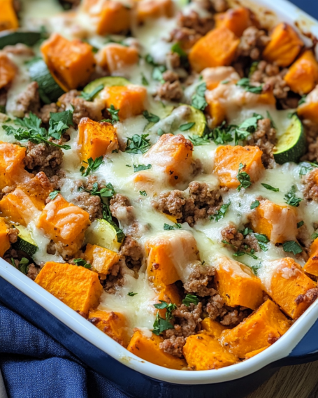 Healthy Ground Turkey Sweet Potato Bake