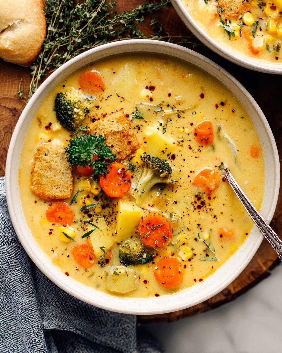 One Pot Creamy Vegetable Soup