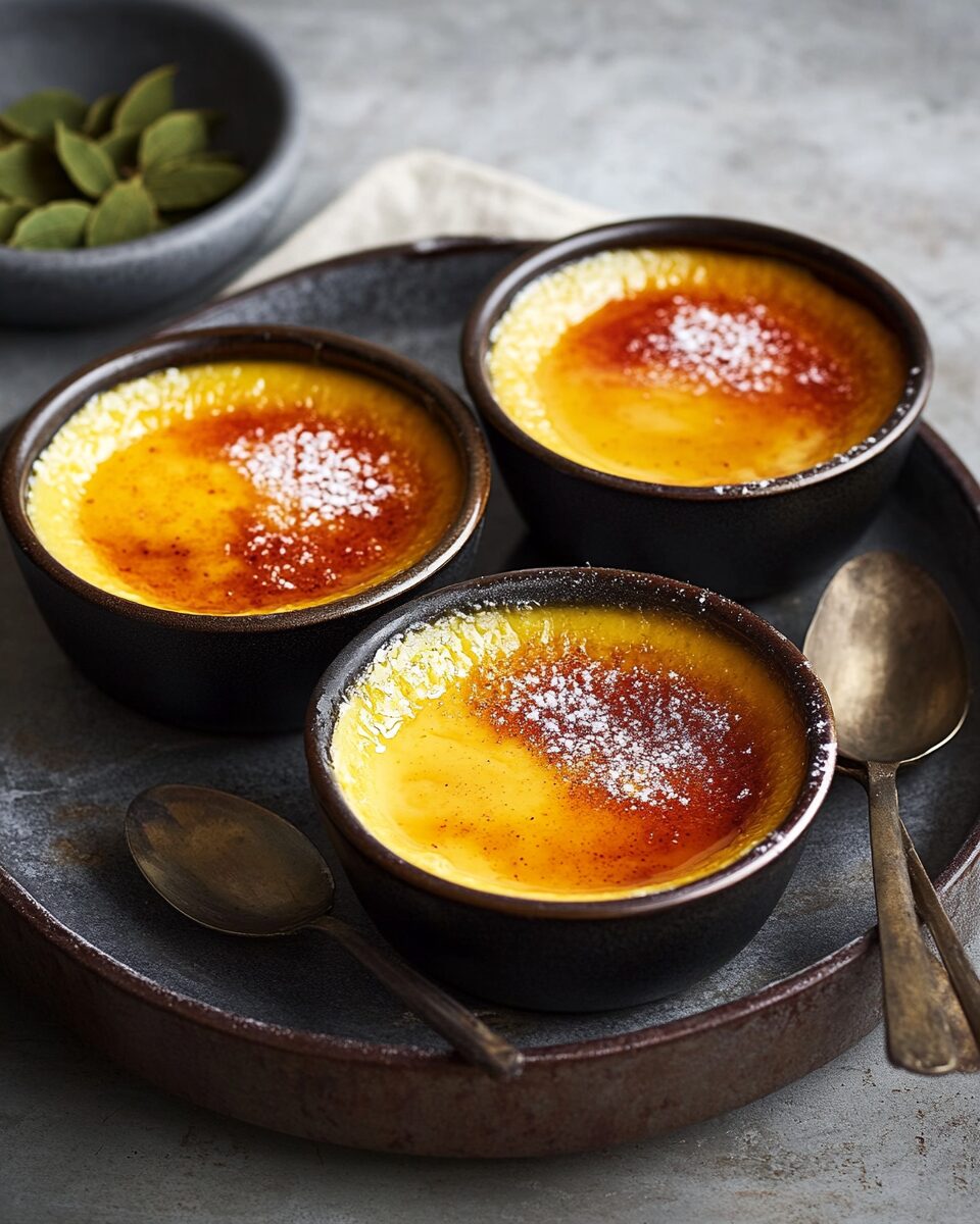 Mango Cardamom Crème Brûlées