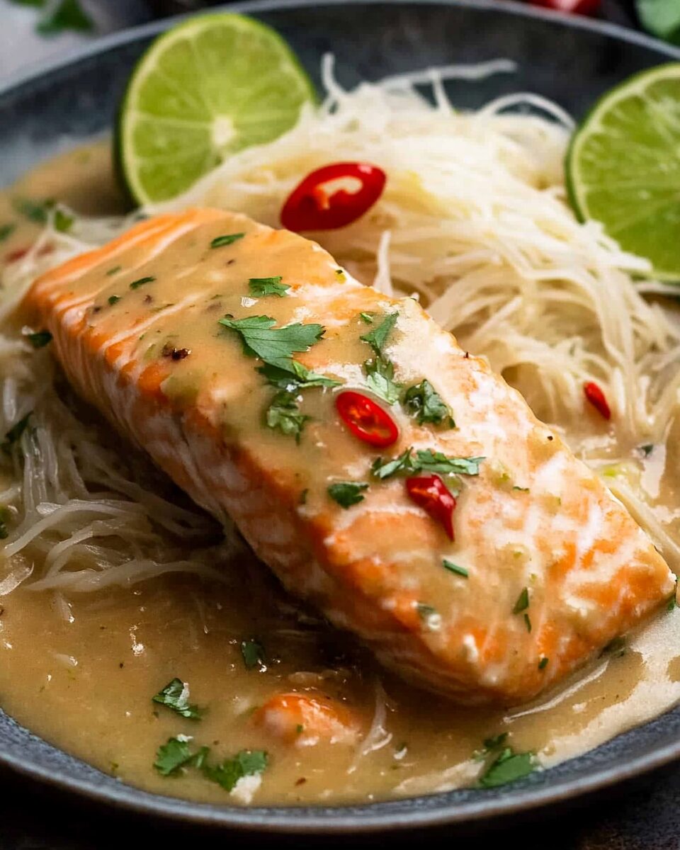 Poached Salmon in Coconut Lime Sauce