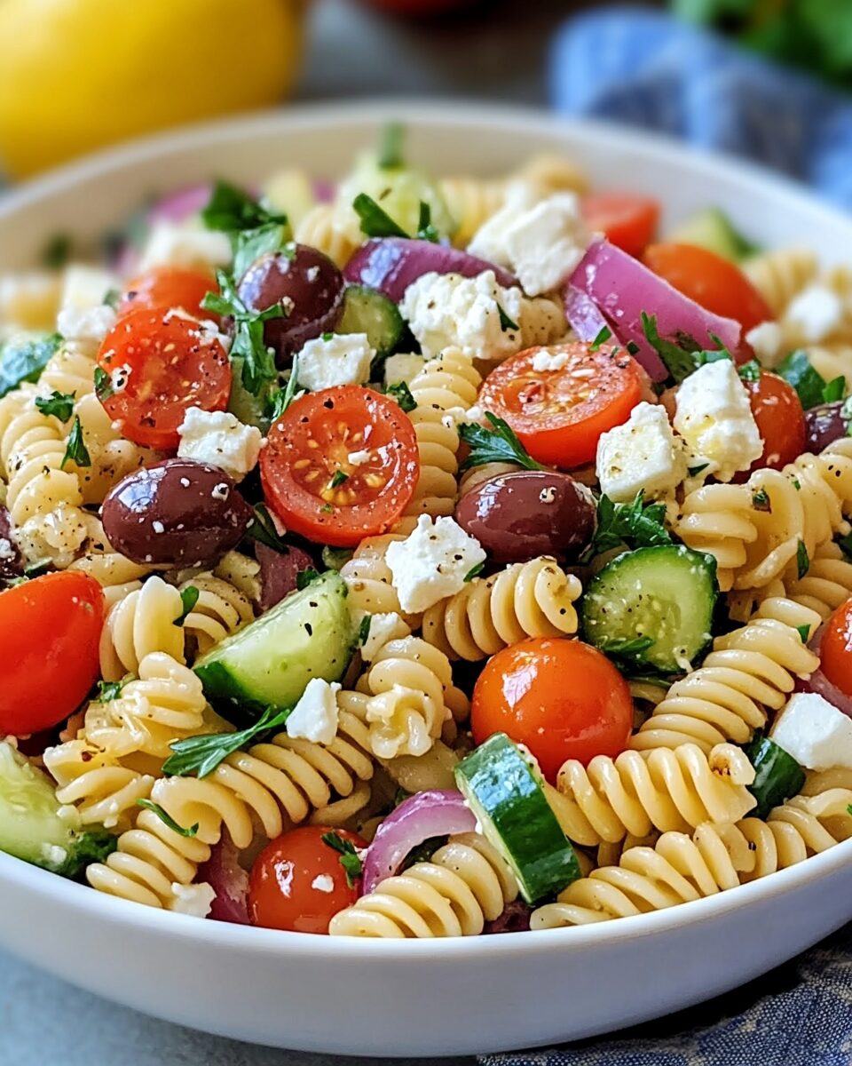 Lemon Herb Mediterranean Pasta Salad