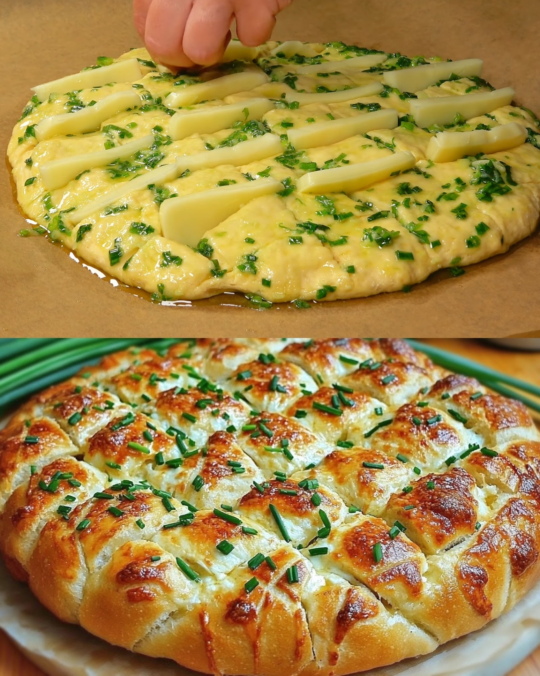 CHEESY GARLIC SPRING ONION PULL-APART BREAD