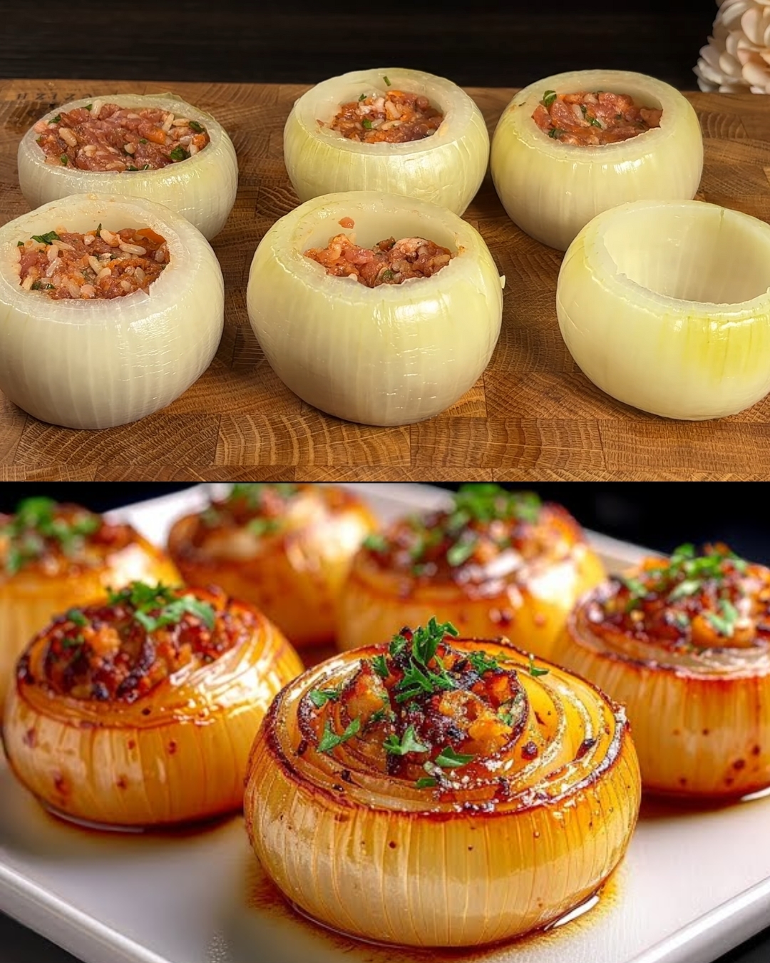Cheesy Stuffed Onion Casserole