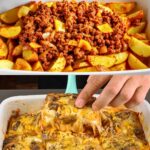 Cheesy Potato & Meat Bake with Fresh Herb Salad