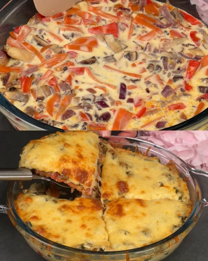 Baked Zucchini & Veggie Medley with Creamy Garlic-Yogurt Sauce finished dish