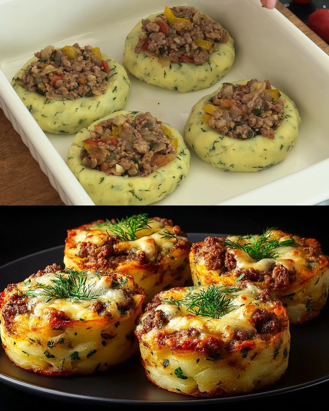 Savory Potato & Minced Meat Bake with Herbs and Cheese