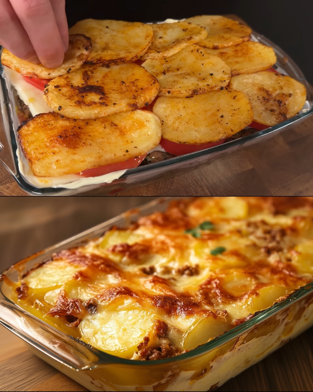 Loaded Potato & Beef Bake with Cheese, Eggs, and Creamy Herb Sauce