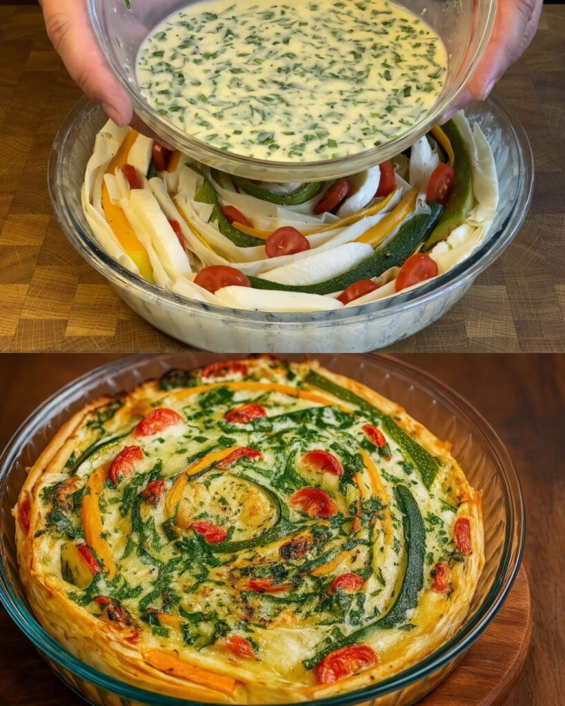 Zucchini and Cheese Phyllo Pie finished dish