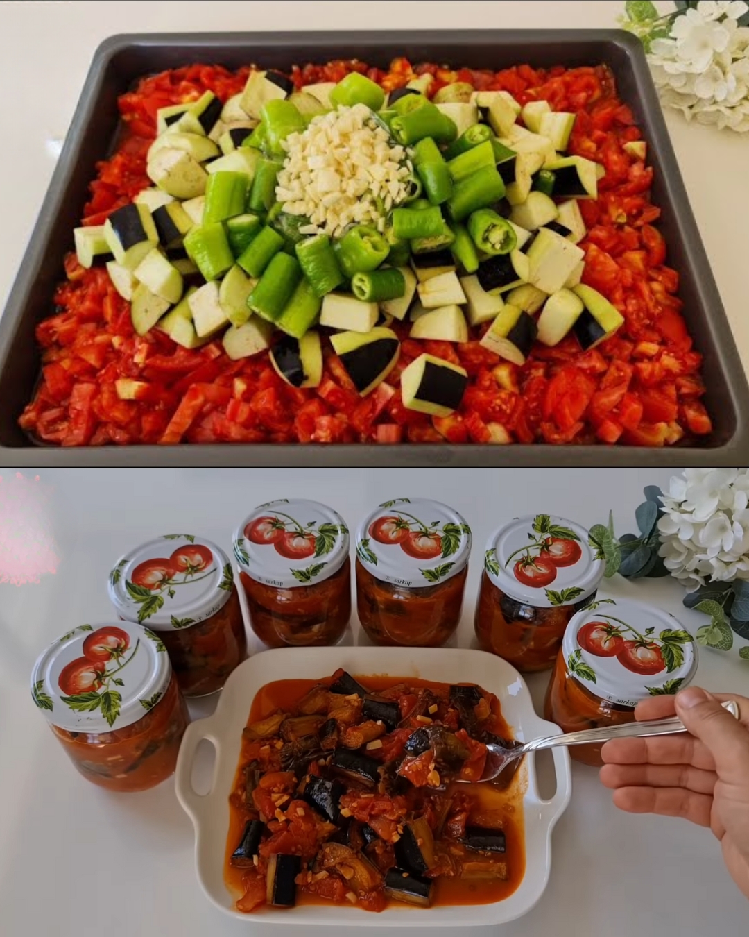 Homemade Eggplant and Pepper Sauce (Traditional Canning Recipe)