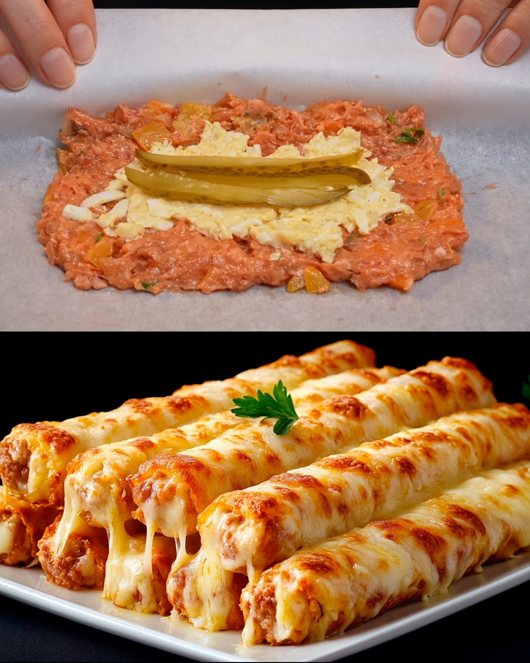 Baked Stuffed Meat Roll with Mushroom Mashed Potatoes