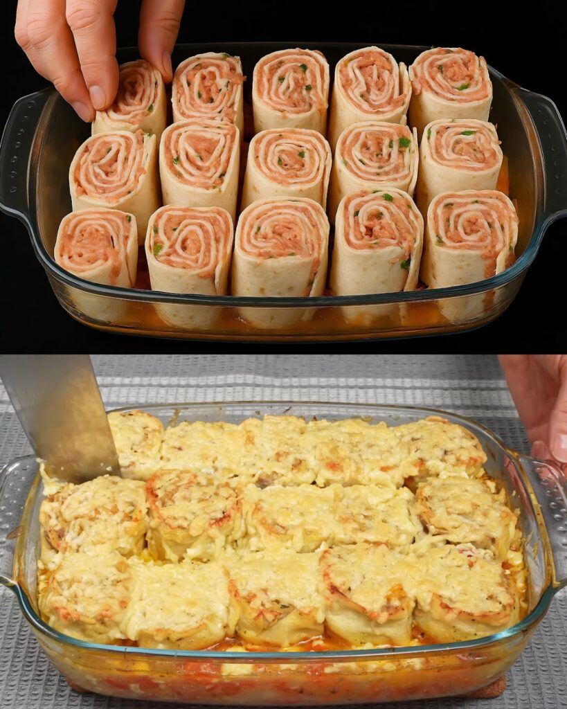 Savory Tortilla Meat Rolls with Vegetables and Cheese finished dish