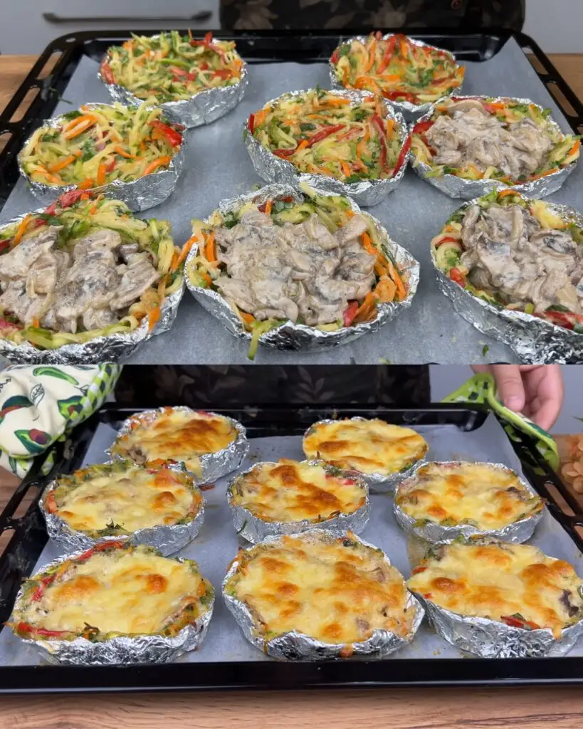 Vegetable & Mushroom Potato Nests with Creamy Cheese Filling