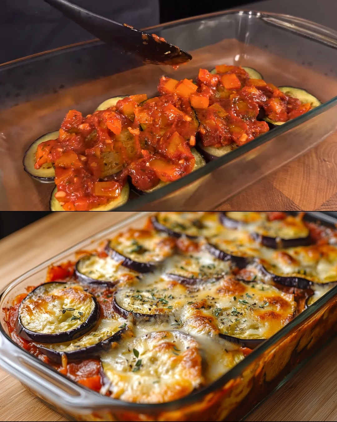Baked Eggplant Parmesan Casserole with Tomato & Herbs