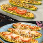Stuffed Zucchini Boats with Mushroom, Pineapple, and Cheese Filling