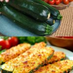 Cheesy Fried Zucchini with Mediterranean Veggie Stew and Creamy Yogurt Sauce
