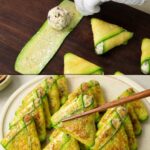 Zucchini Tofu Triangular Pancakes with Onion Soy Dipping Sauce
