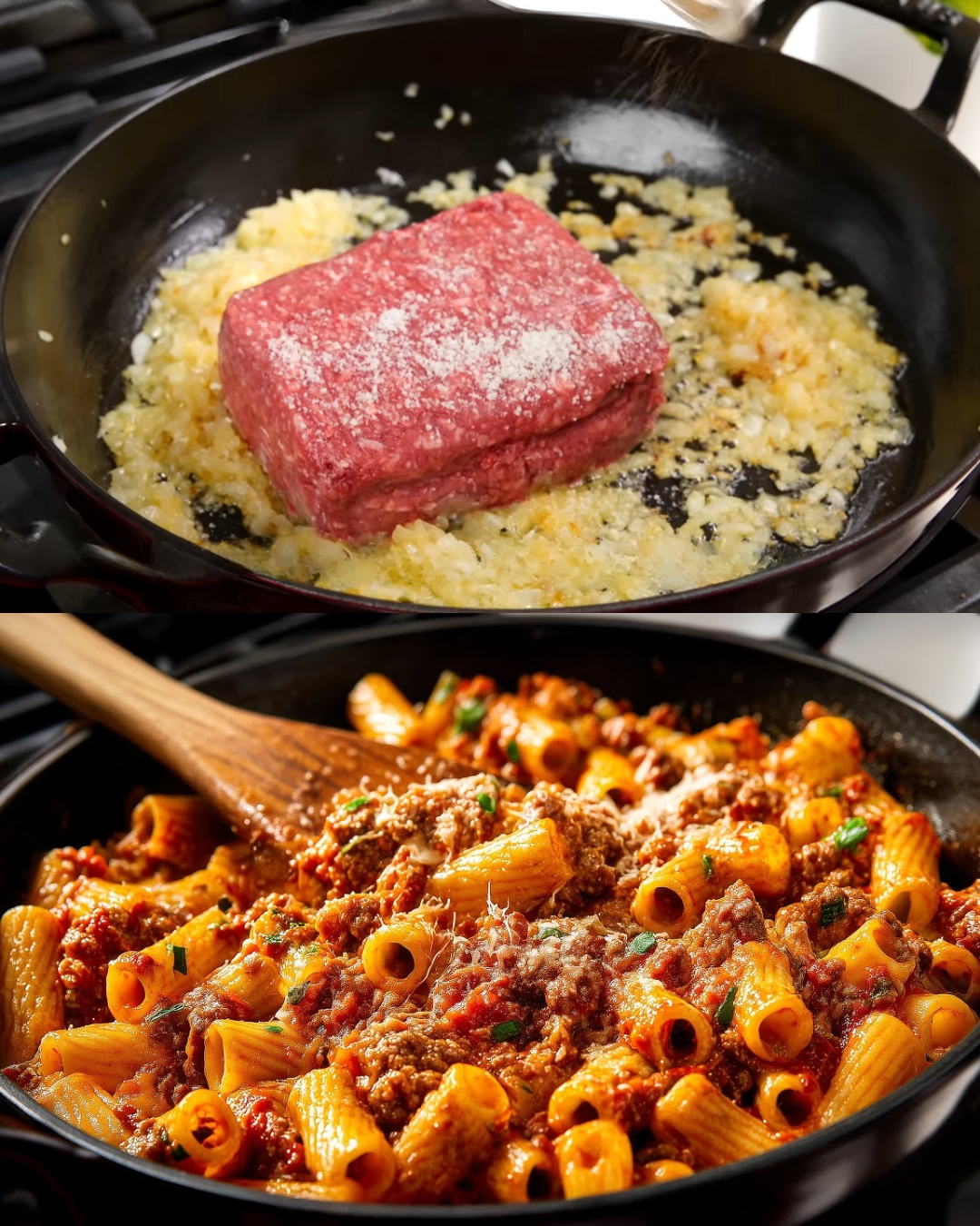 Savory Mushroom and Ground Beef Penne Pasta