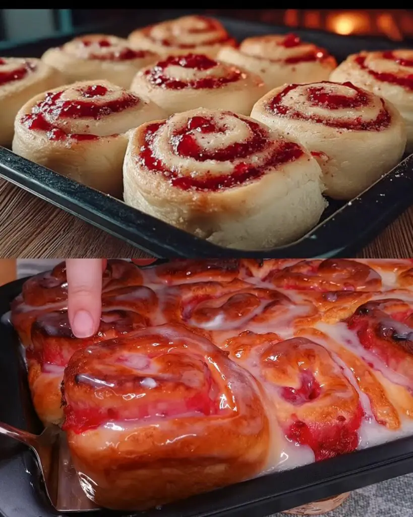 Red Currant Stuffed Buns with Sour Cream Glaze