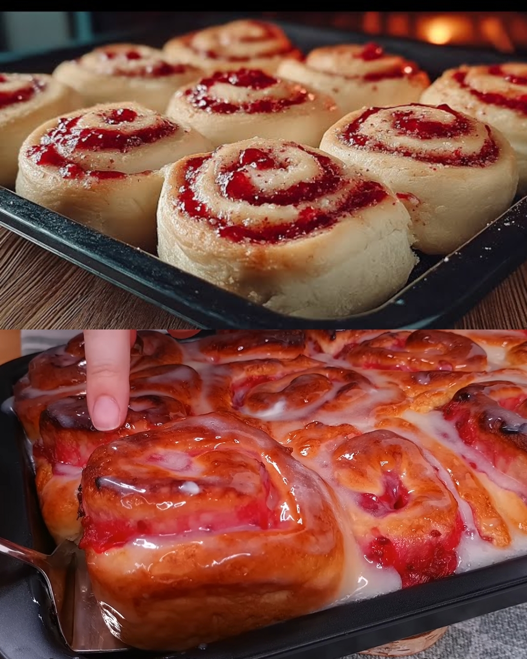 Red Currant Stuffed Buns with Sour Cream Glaze