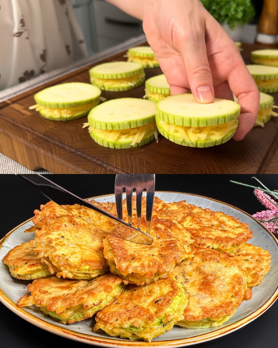 Golden Fried Zucchini with Vegetable Medley and Creamy Herb Dip