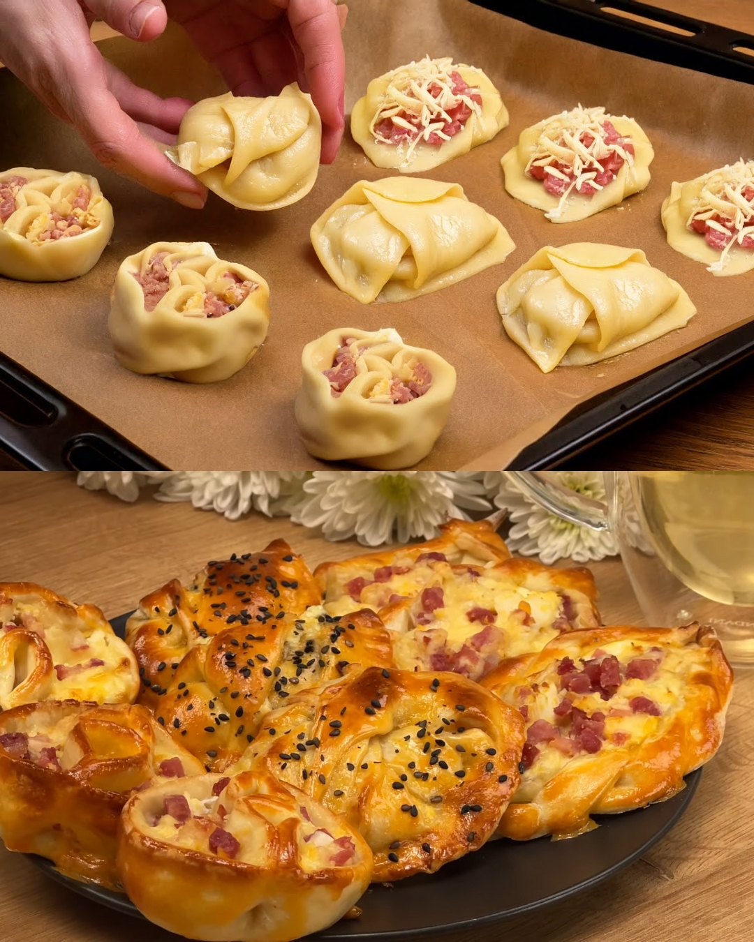 Savory Puff Pastry Bites with Cream Cheese, Bacon & Egg