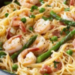 Shrimp Asparagus Carbonara