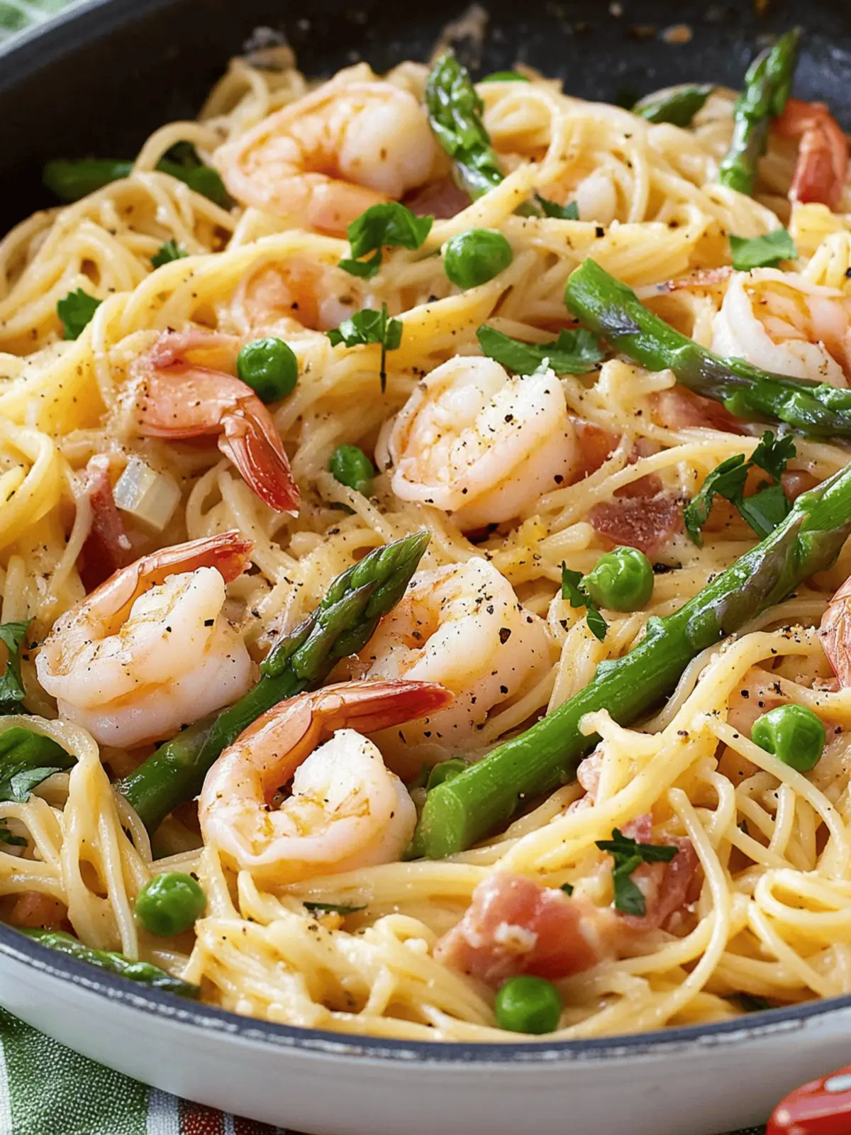Shrimp Asparagus Carbonara