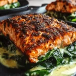 Blackened Salmon Stuffed Spinach
