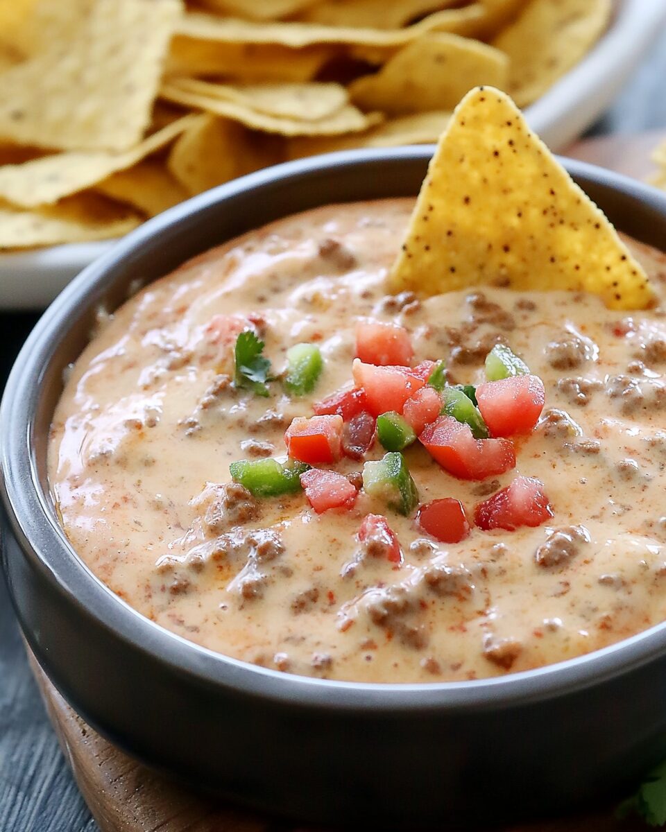 Rotel Cheese Dip with Ground Beef