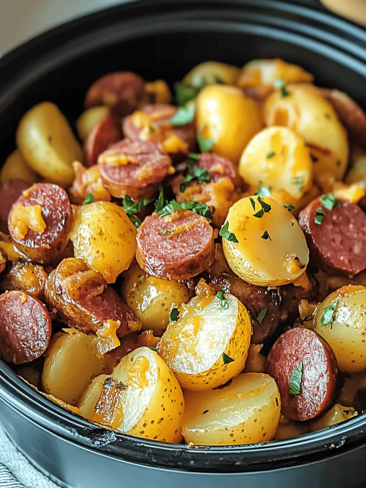 Crockpot Cheesy Potatoes and Kielbasa for Cozy Nights